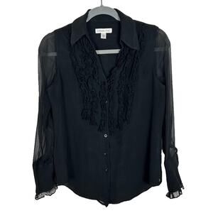 Coldwater Creek Womens PS sheer lined silk chiffon blouse ruffled Whimsigoth